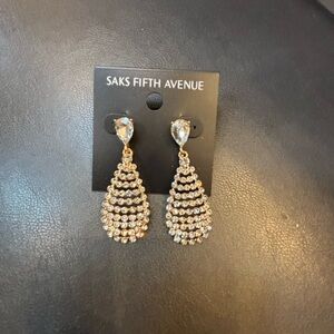 Saks Fifth Avenue Gold and Silver Teardrop Earrings NEW